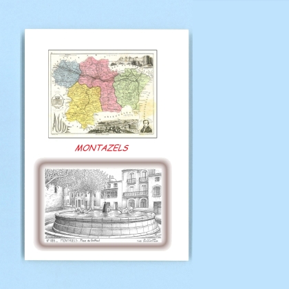 Cartes Postales impression Noir avec dpartement sur la ville de MONTAZELS Titre : place du griffoul