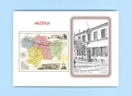 Cartes Postales impression Noir avec dpartement sur la ville de ARZENS Titre : mairie