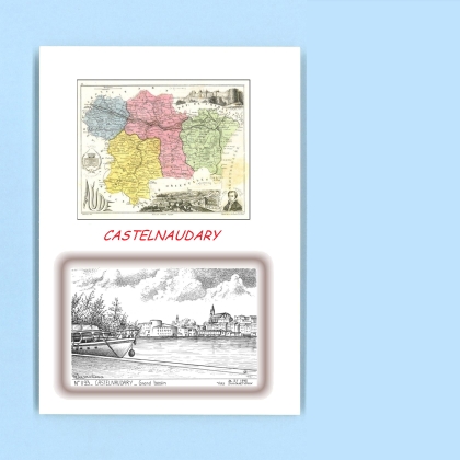 Cartes Postales impression Noir avec dpartement sur la ville de CASTELNAUDARY Titre : grand bassin
