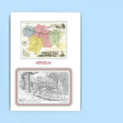 Cartes Postales impression Noir avec dpartement sur la ville de PEPIEUX Titre : parc municipal