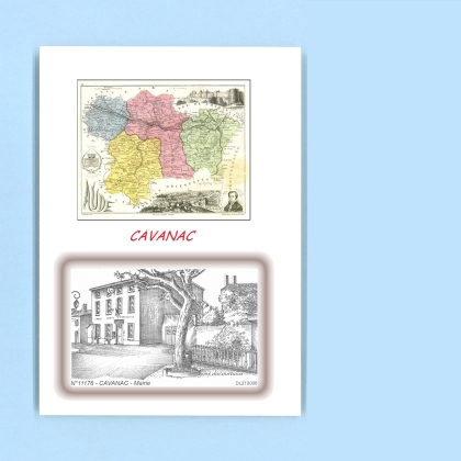 Cartes Postales impression Noir avec dpartement sur la ville de CAVANAC Titre : mairie