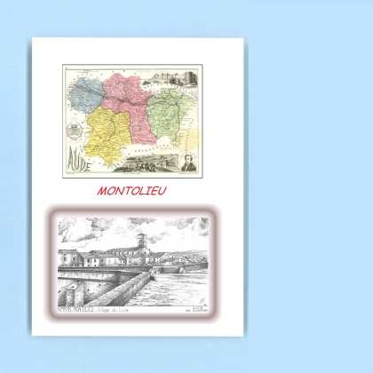 Cartes Postales impression Noir avec dpartement sur la ville de MONTOLIEU Titre : village du livre