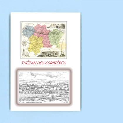 Cartes Postales impression Noir avec dpartement sur la ville de THEZAN DES CORBIERES Titre : vue