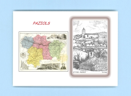 Cartes Postales impression Noir avec dpartement sur la ville de PAZIOLS Titre : vue