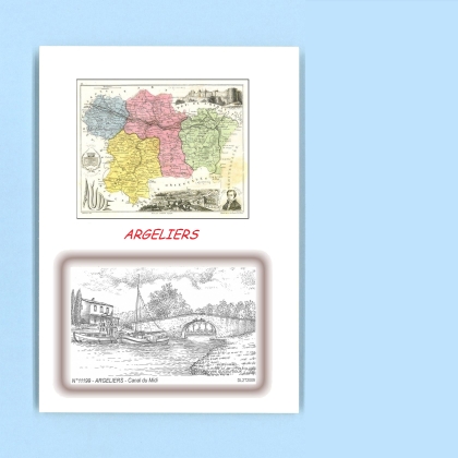 Cartes Postales impression Noir avec dpartement sur la ville de ARGELIERS Titre : canal du midi