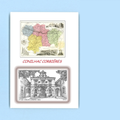 Cartes Postales impression Noir avec dpartement sur la ville de CONILHAC CORBIERES Titre : mairie
