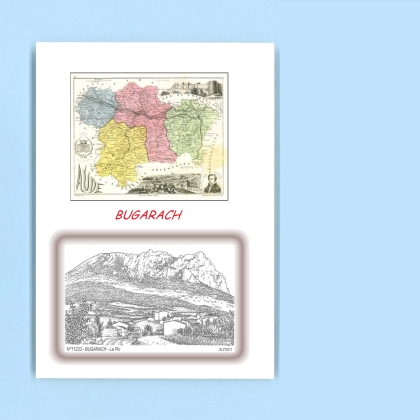 Cartes Postales impression Noir avec dpartement sur la ville de BUGARACH Titre : le pic