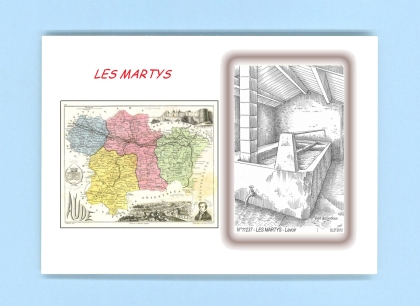 Cartes Postales impression Noir avec dpartement sur la ville de LES MARTYS Titre : lavoir