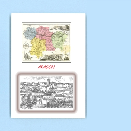 Cartes Postales impression Noir avec dpartement sur la ville de ARAGON Titre : vue