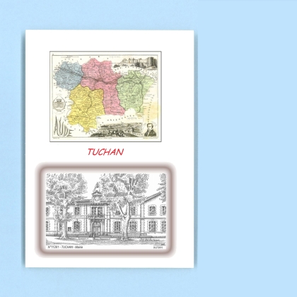Cartes Postales impression Noir avec dpartement sur la ville de TUCHAN Titre : mairie