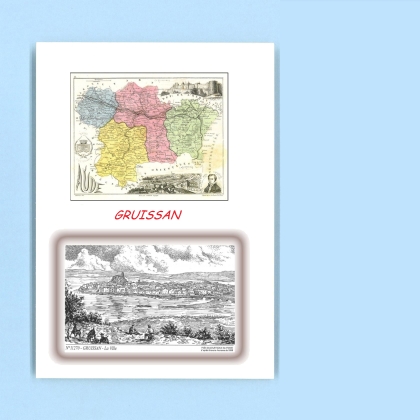 Cartes Postales impression Noir avec dpartement sur la ville de GRUISSAN Titre : la ville