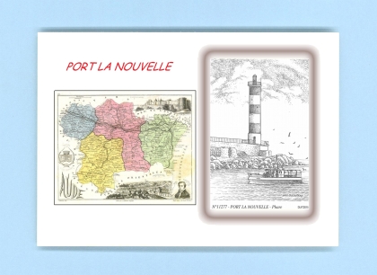 Cartes Postales impression Noir avec dpartement sur la ville de PORT LA NOUVELLE Titre : phare