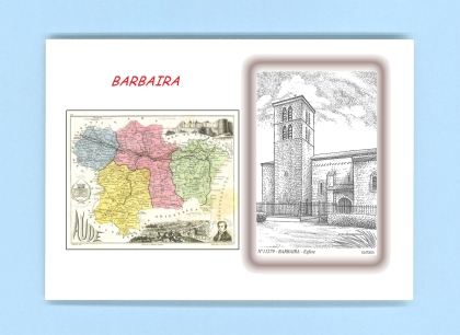 Cartes Postales impression Noir avec dpartement sur la ville de BARBAIRA Titre : eglise