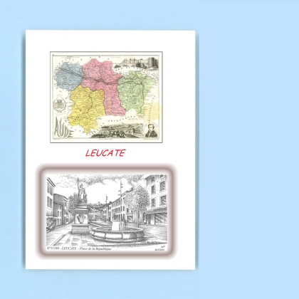 Cartes Postales impression Noir avec dpartement sur la ville de LEUCATE Titre : place de la republique