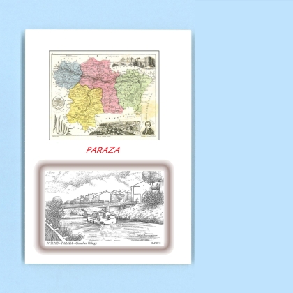 Cartes Postales impression Noir avec dpartement sur la ville de PARAZA Titre : canal et village