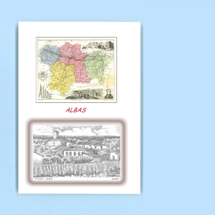 Cartes Postales impression Noir avec dpartement sur la ville de ALBAS Titre : vue