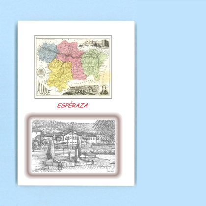 Cartes Postales impression Noir avec dpartement sur la ville de ESPERAZA Titre : ecole