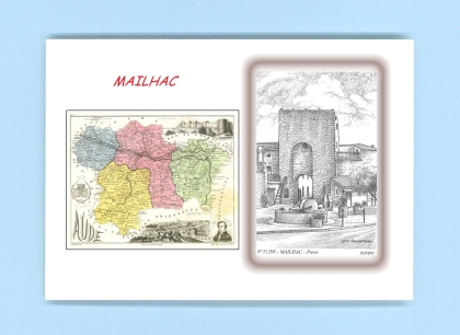 Cartes Postales impression Noir avec dpartement sur la ville de MAILHAC Titre : porte
