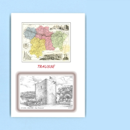 Cartes Postales impression Noir avec dpartement sur la ville de TRAUSSE Titre : tour trencavel