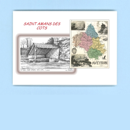 Cartes Postales impression Noir avec dpartement sur la ville de ST AMANS DES COTS Titre : lavoir
