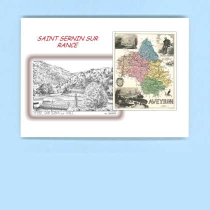 Cartes Postales impression Noir avec dpartement sur la ville de ST SERNIN SUR RANCE Titre : vue