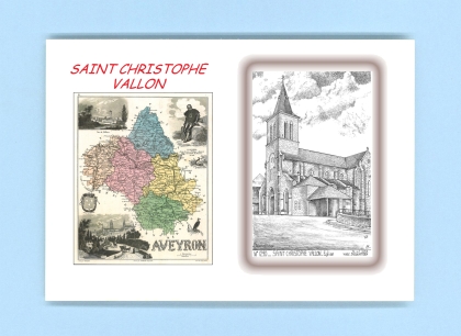 Cartes Postales impression Noir avec dpartement sur la ville de ST CHRISTOPHE VALLON Titre : eglise