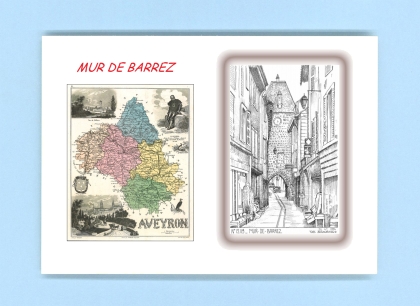 Cartes Postales impression Noir avec dpartement sur la ville de MUR DE BARREZ Titre : vue