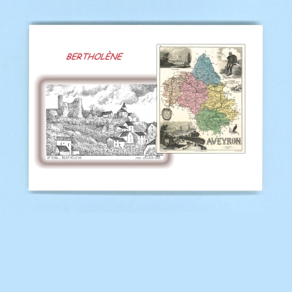 Cartes Postales impression Noir avec dpartement sur la ville de BERTHOLENE Titre : vue