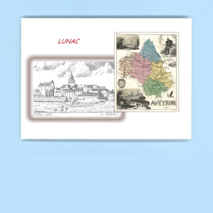 Cartes Postales impression Noir avec dpartement sur la ville de LUNAC Titre : vue