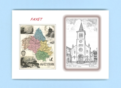 Cartes Postales impression Noir avec dpartement sur la ville de FAYET Titre : eglise