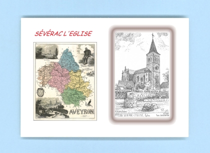 Cartes Postales impression Noir avec dpartement sur la ville de SEVERAC L EGLISE Titre : eglise