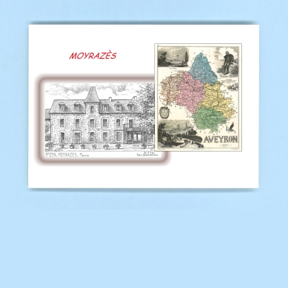 Cartes Postales impression Noir avec dpartement sur la ville de MOYRAZES Titre : mairie
