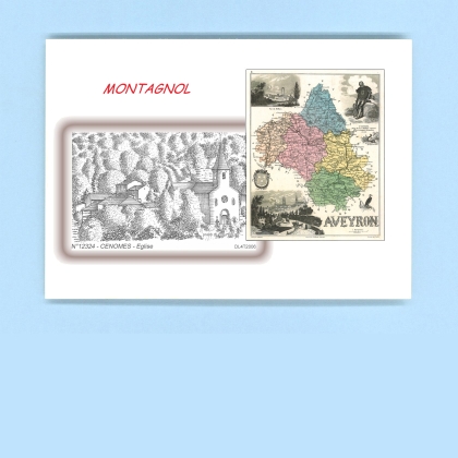 Cartes Postales impression Noir avec dpartement sur la ville de MONTAGNOL Titre : eglise de cenomes