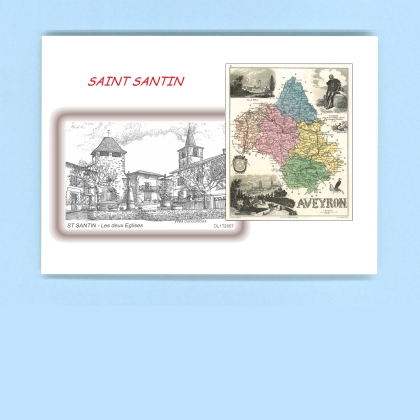 Cartes Postales impression Noir avec dpartement sur la ville de ST SANTIN Titre : les deux eglises