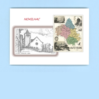Cartes Postales impression Noir avec dpartement sur la ville de NOAILHAC Titre : eglise