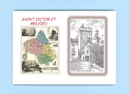 Cartes Postales impression Noir avec dpartement sur la ville de ST VICTOR ET MELVIEU Titre : tour