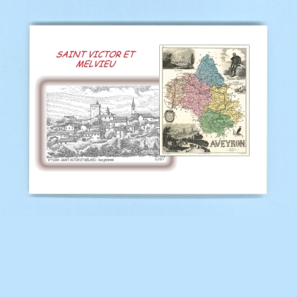 Cartes Postales impression Noir avec dpartement sur la ville de ST VICTOR ET MELVIEU Titre : vue generale