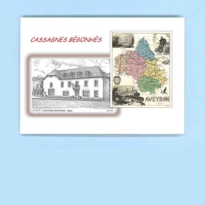 Cartes Postales impression Noir avec dpartement sur la ville de CASSAGNES BEGONHES Titre : mairie