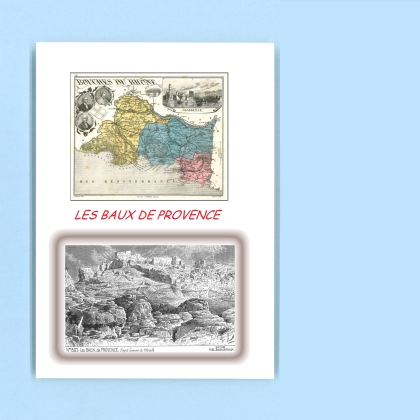Cartes Postales impression Noir avec dpartement sur la ville de LES BAUX DE PROVENCE Titre : vue
