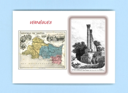 Cartes Postales impression Noir avec dpartement sur la ville de VERNEGUES Titre : ruines romaines