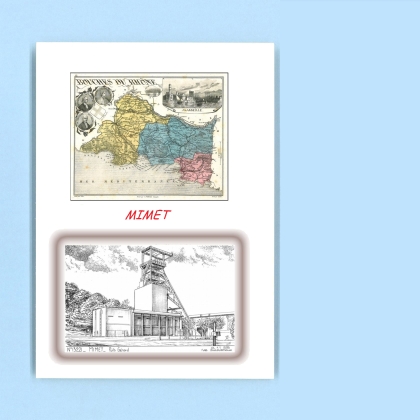Cartes Postales impression Noir avec dpartement sur la ville de MIMET Titre : puits gerard