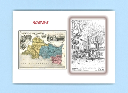 Cartes Postales impression Noir avec dpartement sur la ville de ROGNES Titre : fontaine