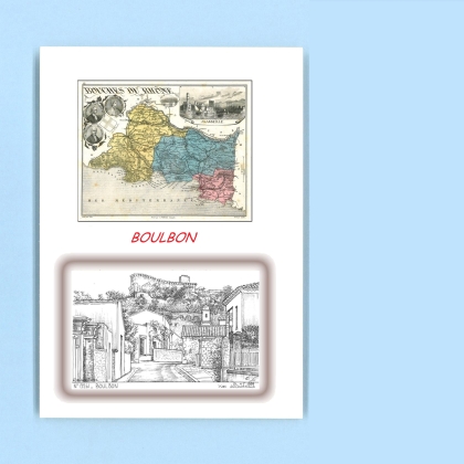 Cartes Postales impression Noir avec dpartement sur la ville de BOULBON Titre : vue