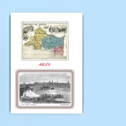 Cartes Postales impression Noir avec dpartement sur la ville de ARLES Titre : vue generale