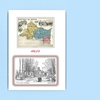 Cartes Postales impression Noir avec dpartement sur la ville de ARLES Titre : les aliscamps