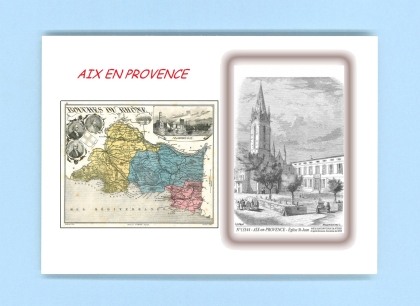 Cartes Postales impression Noir avec dpartement sur la ville de AIX EN PROVENCE Titre : eglise st jean