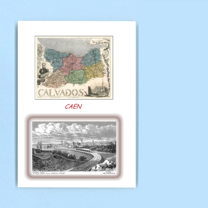 Cartes Postales impression Noir avec dpartement sur la ville de CAEN Titre : vue