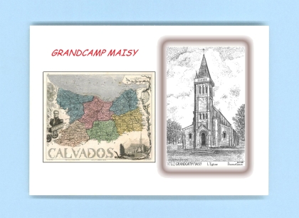 Cartes Postales impression Noir avec dpartement sur la ville de GRANDCAMP MAISY Titre : l eglise