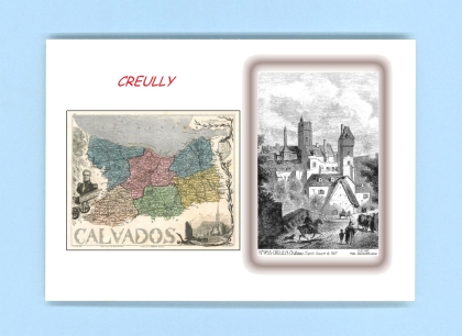 Cartes Postales impression Noir avec dpartement sur la ville de CREULLY Titre : chateau