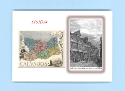 Cartes Postales impression Noir avec dpartement sur la ville de LISIEUX Titre : maisons de bois